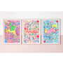 Personalised Pink Unicorn Nursery Print Set | Set Of Three Wall Art, thumbnail 10 of 12
