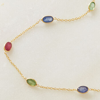 Ruby, Emerald And Sapphire Chain Short Necklace, 3 of 7