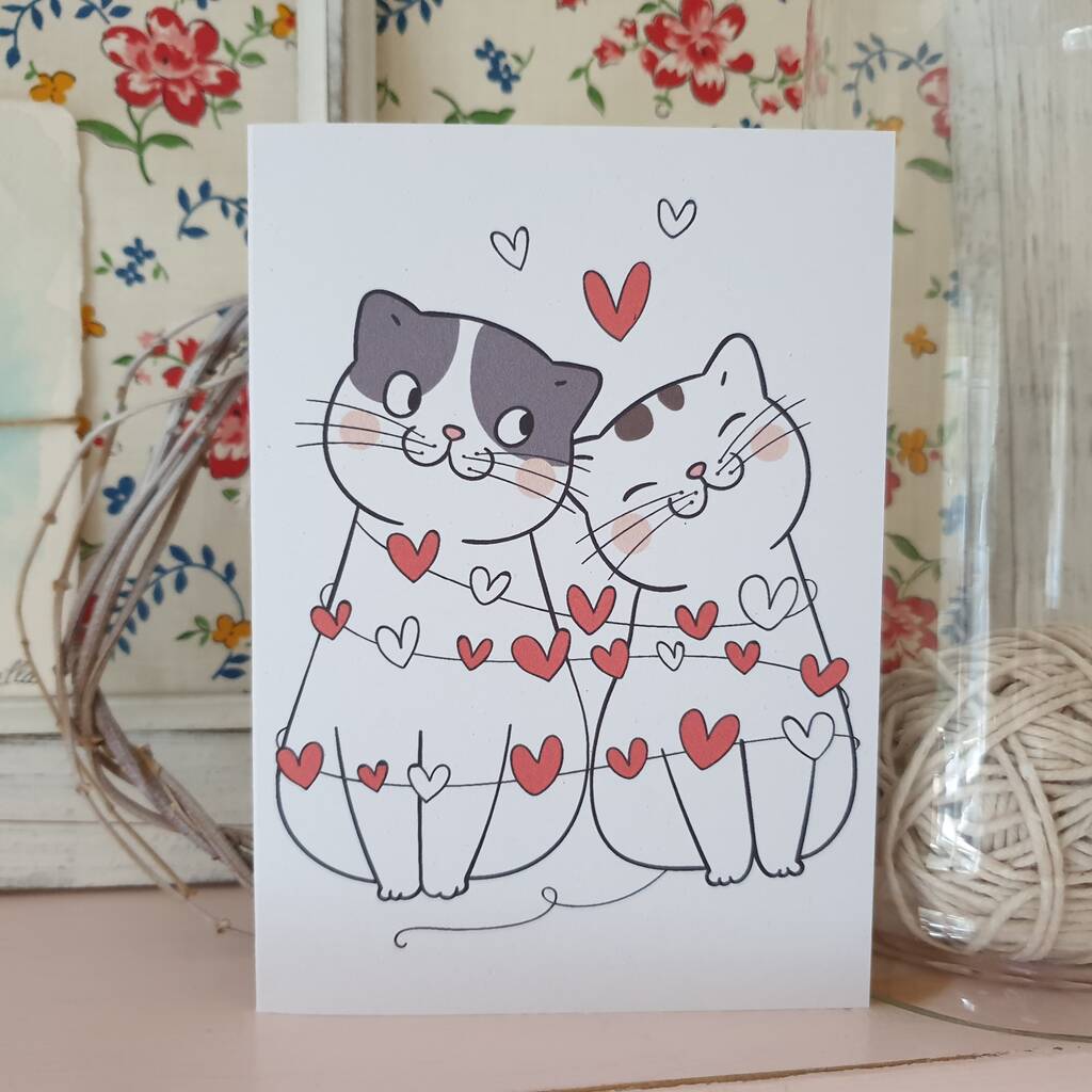 Cat Lovers Valentine's Day Heart Card By The Blueberry Patch By Sarah ...