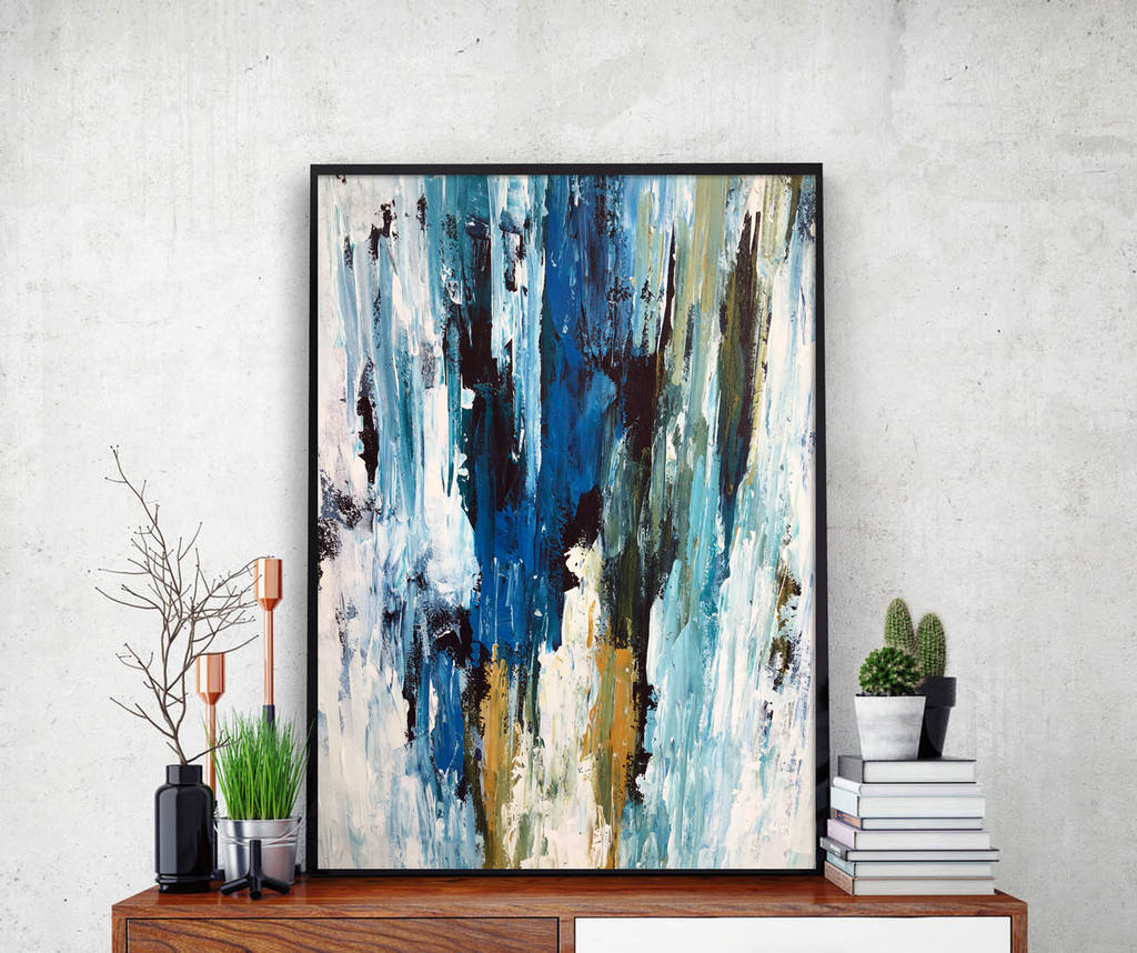 abstract 49 blue abstract wall art print a4 or a5 size by omar obaid ...