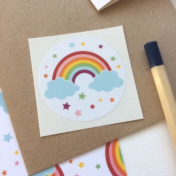 Baby Shower Rainbow Card With Rainbow Sticker, 7 of 9