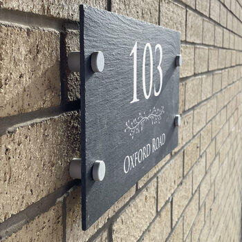 Personalised Floral Divide Slate House Number Sign, 2 of 2
