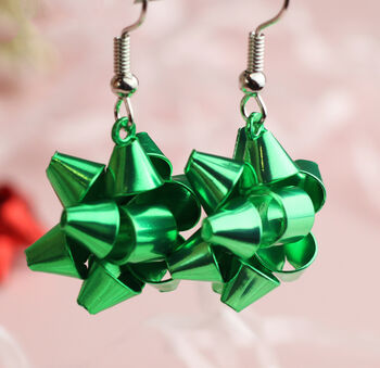 Green/Red Sparkle Christmas Earrings, 4 of 7