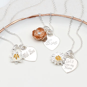 Personalised Sterling Silver Birth Flower Necklace, 5 of 10