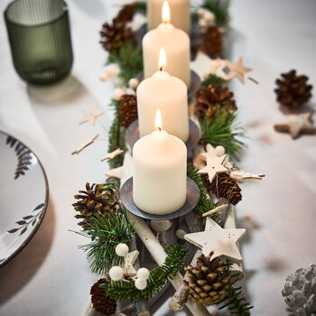 Frosted Pine Christmas Candle Table Centrepiece, 4 of 6