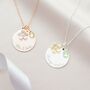 Flower And Birthstone Charm Personalised Disc Necklace, thumbnail 6 of 11