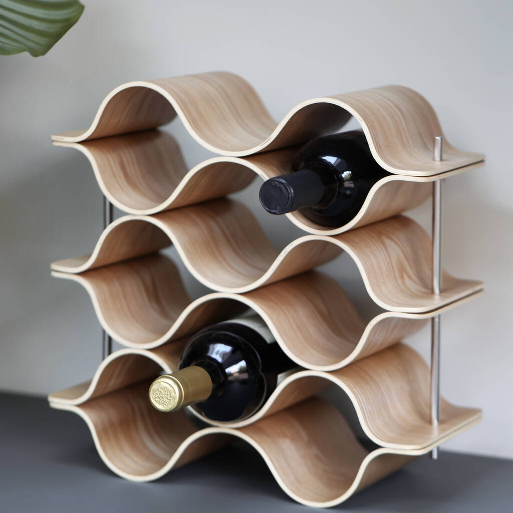 Curved Birch Plywood Wine Rack, 1 of 11