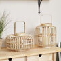Bamboo Garden Lantern Duo With LED Candles, thumbnail 1 of 2