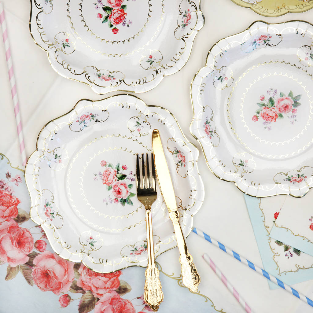 Afternoon Tea Floral Tea Plates By Postbox Party