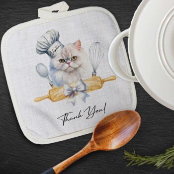 Personalised Cat In Chef Hat Gift Pot Holder / Grab, 5 of 9