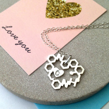 Love Chemistry With Initial Heart Geometric Necklace, 6 of 12