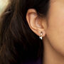 9ct Two Colour Gold Cz Overlapping Curved Bar Stud Earrings, thumbnail 2 of 3