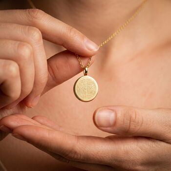 9ct Gold Double Fingerprint Round Pendant Necklace, 3 of 9