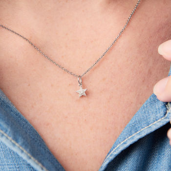 Diamond Necklace With Tiny Pave Star Charm, 2 of 5