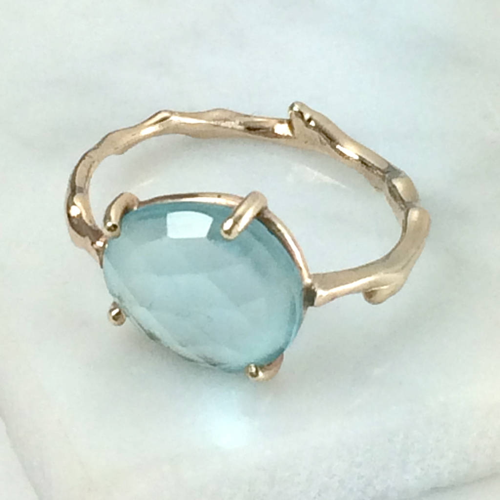 Twig Statement Ring With Rose Cut Blue Topaz, 1 of 7