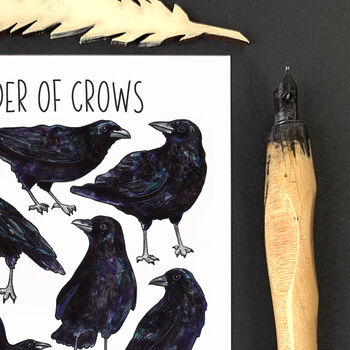 Crows Wildlife Watercolour Postcard, 5 of 9