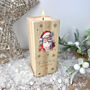 Personalised Any Message Traditional Santa Wooden Tea Light Holder 13cm H X Five.5cm W X Five.5cm D, thumbnail 5 of 5