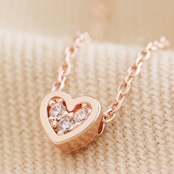 Tiny Crystal Heart Pendant Necklace, 4 of 9
