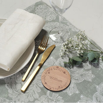 Personalised Wooden Coaster Floral Garland Place Setting, 5 of 10