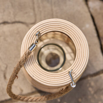 Roche Rattan Lantern With Rope Handle, 4 of 4