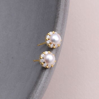 Sterling Silver Pearl And Crystal Earring Studs, 3 of 5