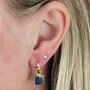 The Square Lapis Lazuli Gold Plated Gemstone Earrings, thumbnail 2 of 5