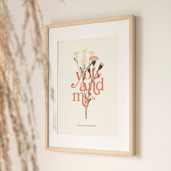 Personalised 'You And Me' Birth Flower Couple Print, 2 of 4