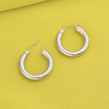 Waterproof Classic Wide Hoop Earrings Silver, 2 of 7