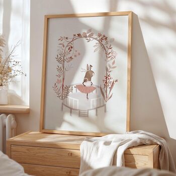 Dancing Bunny Nursery Art – Neutral Boho Wall Print Set, 3 of 5