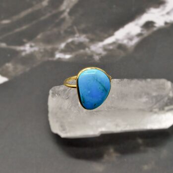 Gold Plated Silver Turquoise Ring: December Birthstone, 3 of 9