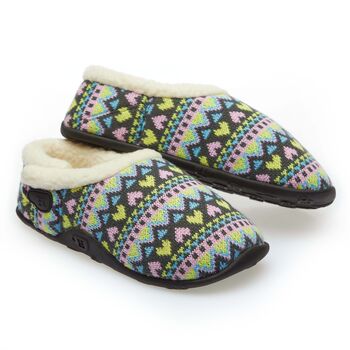 Natalia Pastel Heart Knit Women's Slippers Indoor/Garden Shoes, 2 of 7