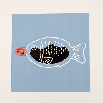 Soy Sauce Fish Print 16.5cm X 16.5cm, Japanese Prints, 6 of 10