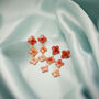 Red Pressed Flower Sterling Silver Stud Earrings, thumbnail 3 of 10