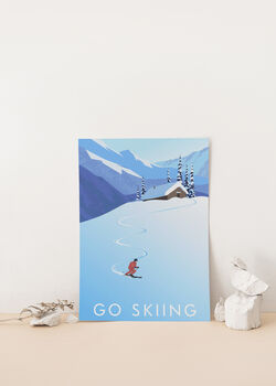 Go Skiing Travel Poster Art Print, 3 of 8