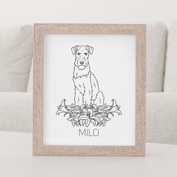 Personalised Airedale Terrier Outline Portrait Art Print, 4 of 9