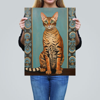 Bengal Beauty Tabby Cat Lover Portrait Wall Art Print, 2 of 6