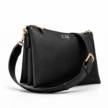 Personalised Custom Embossed Initials Saffiano Leather Trio Cross Body Bag, 2 of 7