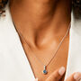 September Birthstone Sapphire Silver Charm Necklace, thumbnail 2 of 10
