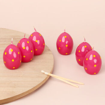 G Decor Set Of Six Easter Egg Candles Pink, 2 of 5