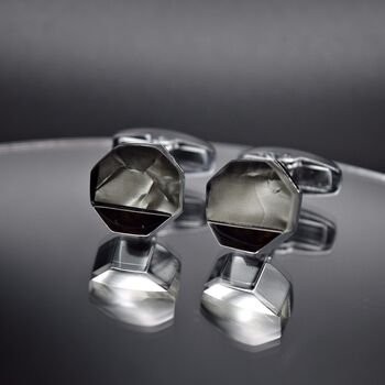 Silver Gray Luxury Cufflinks Gift, 4 of 5