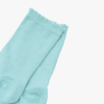 Women's Glitter Socks Duck Egg Blue, 2 of 2