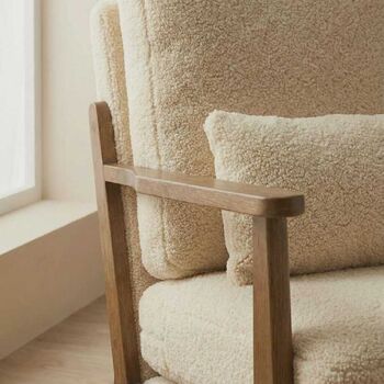 Boucle Khaki Accent Chair Armchair Living Room, 5 of 5