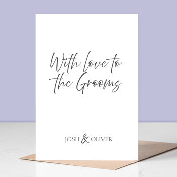 Love To The Grooms Personalised Same Sex Wedding Day Card, 3 of 3