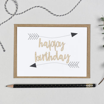 Happy Birthday Arrows Wooden Words Card, 3 of 3