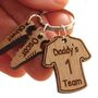 Personalised “Daddy’s Team” Football Shirt Keyring – Custom Engraved Gift For Dad, thumbnail 3 of 4