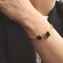 Black Square Open Bracelet For Women 18k Gold Plated, thumbnail 2 of 6
