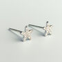 Sterling Silver Sparkly Flower Stud Earrings, thumbnail 2 of 5