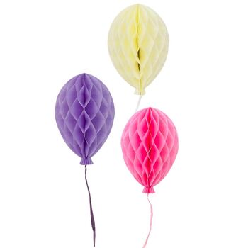 Pastel Balloon Shaped Honeycomb Party Decorations, 3 of 3
