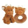 Highland Brown Cow Mini Toy With Rattle + Gift Bag, thumbnail 1 of 5