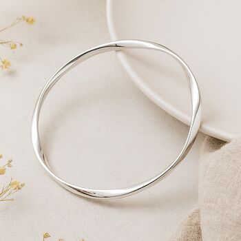 Sterling Silver Soft Twist Hollow Slave Bangle, 3 of 4